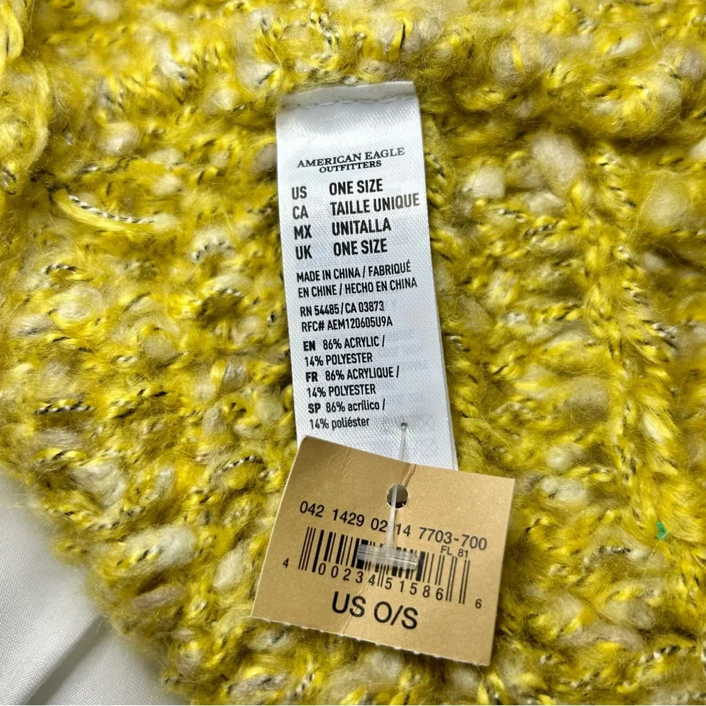 NWT American Eagle Mustard Yellow Speckled Chunky Cable Knit Infinity Scarf